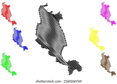 Alcozauca de Guerrero municipality (Free and Sovereign State of Guerrero, Mexico, United Mexican States) map vector illustration, scribble sketch Alcozauca map