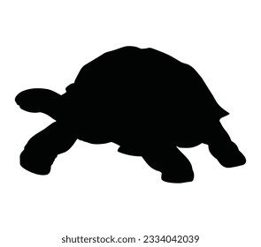 Aldabra Gigante Tortoise Black Silhouette Vector Desain