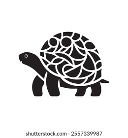 Aldabra Giant Tortoise Black Silhouette Vector Desain
