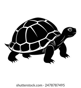 Aldabra Riesenschildkröte Silhouetten und Icons. Schwarze Flachfarbe Einfache elegante Aldabra Riesenschildkröte Tier Vektorgrafik und Illustration. Einfache Schildkröte Icon Illustration, Schildkröte Silhouette Logo. Schildkröte