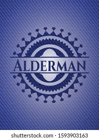 Alderman badge with denim texture. Vector Illustration. Detailed.