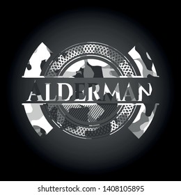 Alderman grey camouflaged emblem. Vector Illustration.