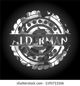 Alderman on grey camouflage pattern