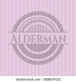Alderman Realistic Pink Emblem. Vector Design. 