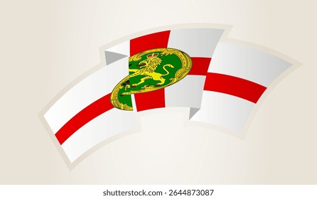 Bandeira de Alderney em forma de fita abstrata, símbolo nacional do Alderney. Este vetor é ideal para uso em eventos nacionais, Dia da Independência, competições desportivas internacionais.