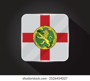 Alderney flag glossy square icon illustration 