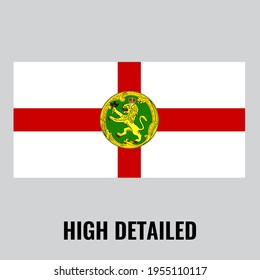 Bandera de Alderney con alto detalle. Ilustración vectorial de color plano y sólido.
