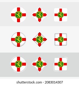 Alderney flag icons set, vector flag of Alderney. Three versions of icon.