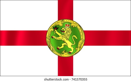 Alderney flag vector. Vector Alderney flag blowig in the wind.