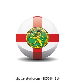 Alderney national circle button flag background texture. 3D vector illustration.