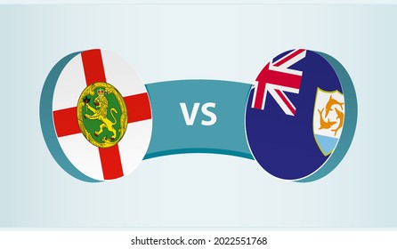 Alderney versus Anguilla, team sports competition concept. Round flag of countries.