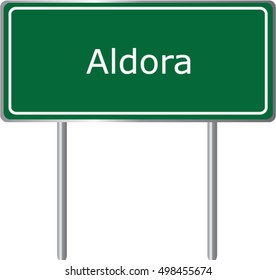 Aldora , Georgia , road sign green vector illustration, road table, USA city