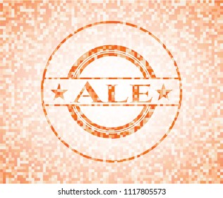 Ale abstract orange mosaic emblem with background