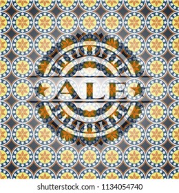 Ale arabic badge background. Arabesque decoration.