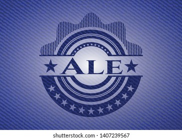 Ale badge with denim background. Vector Illustration. Detailed.