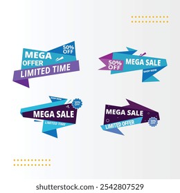 ale banner, sale Tags Icon Set. Special Offer, Big Sale, Discount, mega sale banner. Store, Online Shopping Flat Design combo offer banner.