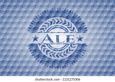  Ale blue badge with geometric background.