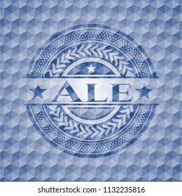 Ale blue emblem with geometric background.