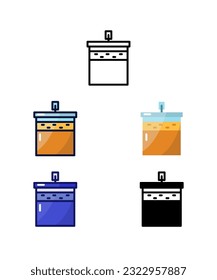 Ale Fermentation. Top up working yeast. Home brewer Equipment and raw material icons. vector