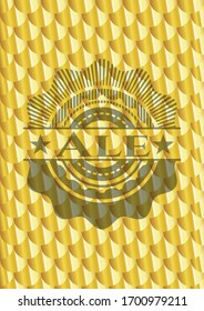 emblema dorado de Ale. Patrón de escalas. Ilustración vectorial. Detallado.