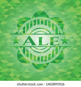 Ale green emblem with mosaic ecological style background. Vector Illustration. Detailed.