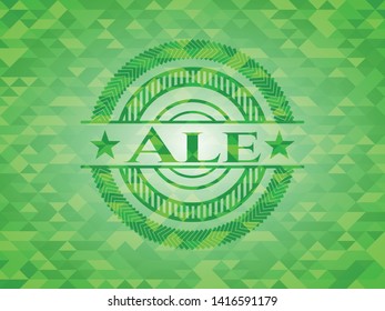 Ale green emblem with mosaic ecological style background. Vector Illustration. Detailed.