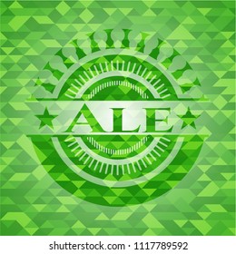 Ale green emblem with triangle mosaic background
