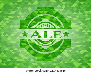 Ale green emblem with triangle mosaic background