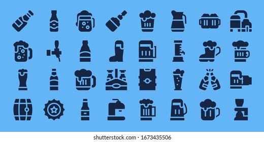 ale icon set. 32 filled ale icons. Included Beer, Beer cap, Fermentation, Beer bottle, Beers icons