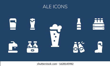 ale icon set. 9 filled ale icons.  Simple modern icons such as: Beer, Beers
