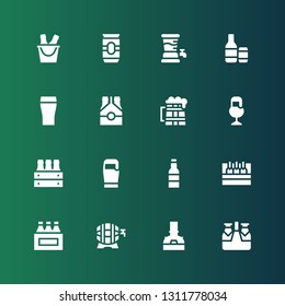 ale icon set. Collection of 16 filled ale icons included Beer, Brewery, Beers