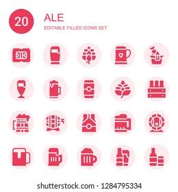 ale icon set. Collection of 20 filled ale icons included Beer, Hop, Beers