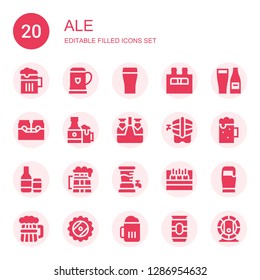 ale icon set. Collection of 20 filled ale icons included Beer, Beers