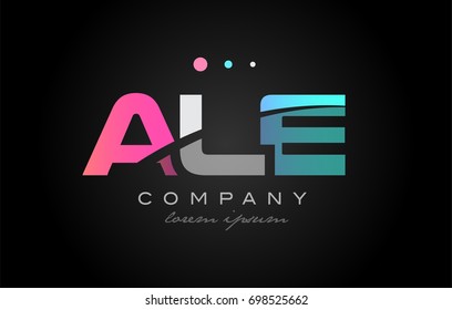 ALE a l e three 3 letter logo combination alphabet vector creative company icon design template modern  pink blue white grey