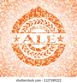 Ale orange mosaic emblem with background