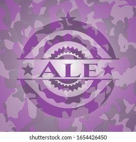 Ale pink and purple written on a camouflage texture. Vector Illustration. Detailed.