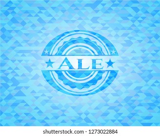Ale realistic light blue emblem. Mosaic background