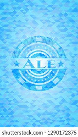 Ale sky blue emblem with mosaic background