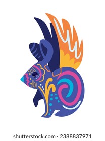 ilustración de conejo alebrije méxico aislado