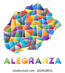 Alegranza - colorful low poly island shape. Multicolor geometric triangles. Modern trendy design. Vector illustration.
