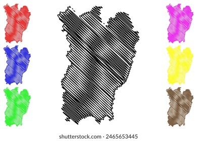 Ilustración vectorial de mapas del municipio de Alegre (estado de Espírito Santo, municipios de Brasil, República Federativa de Brasil), bosquejo de garabatos