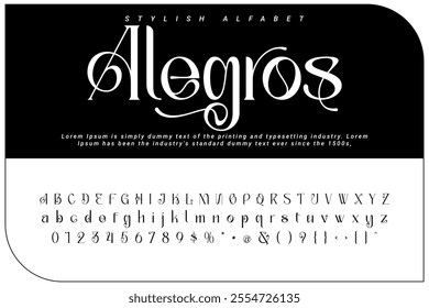 Alegros Stylish alphabet display vector font and Beautiful luxury Font