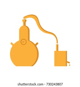Alembic in flat design. The chemical process is a sample.