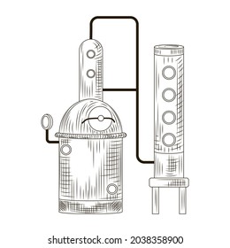 Alembic schnapps engraved style isolated on white background. Vintage sketch black outline close up. Vector illustration design