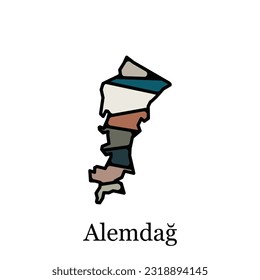 Alemdag Map vector illustration, black lettering design on white background, design template