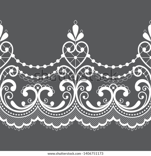 アレンコンフランスのシームレスレースベクター画像パターン 透かし模様の装飾織物 または白い背景に刺しゅうデザイン フランスのビンテージレースアートからインスピレーションを得た刺繍の飾り 結婚式 のベクター画像素材 ロイヤリティフリー