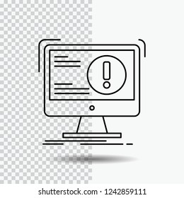 Alert, antivirus, attack, computer, virus Line Icon on Transparent Background. Black Icon Vector Illustration