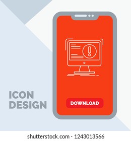 Alert, antivirus, attack, computer, virus Line Icon in Mobile for Download Page