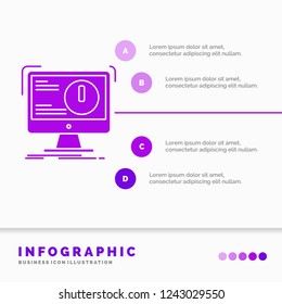 Alert, antivirus, attack, computer, virus Infographics Template for Website and Presentation. GLyph Purple icon infographic style vector illustration.