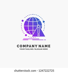 Alert, antivirus, attack, computer, virus Purple Business Logo Template. Place for Tagline.